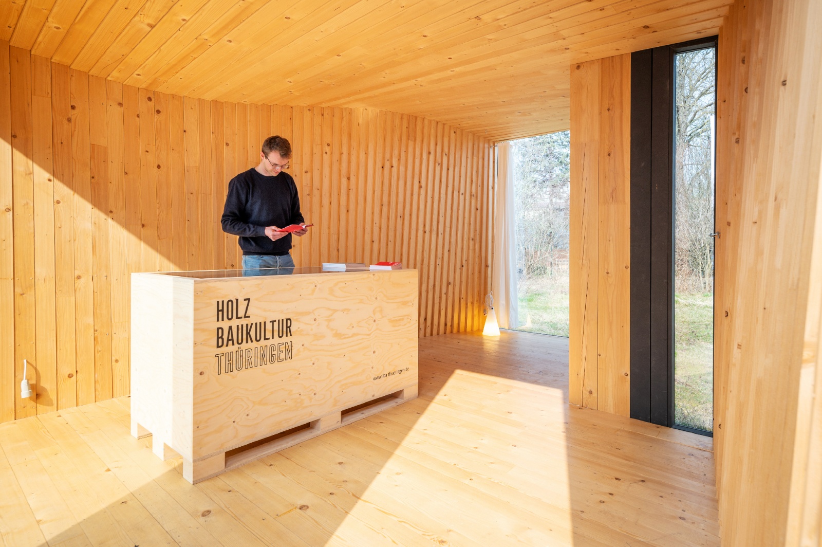 Timber Prototype House, Nutzung als Ausstellungsraum für die Initiative "HolzBauKultur", Bild: Thomas Müller, Weimar
