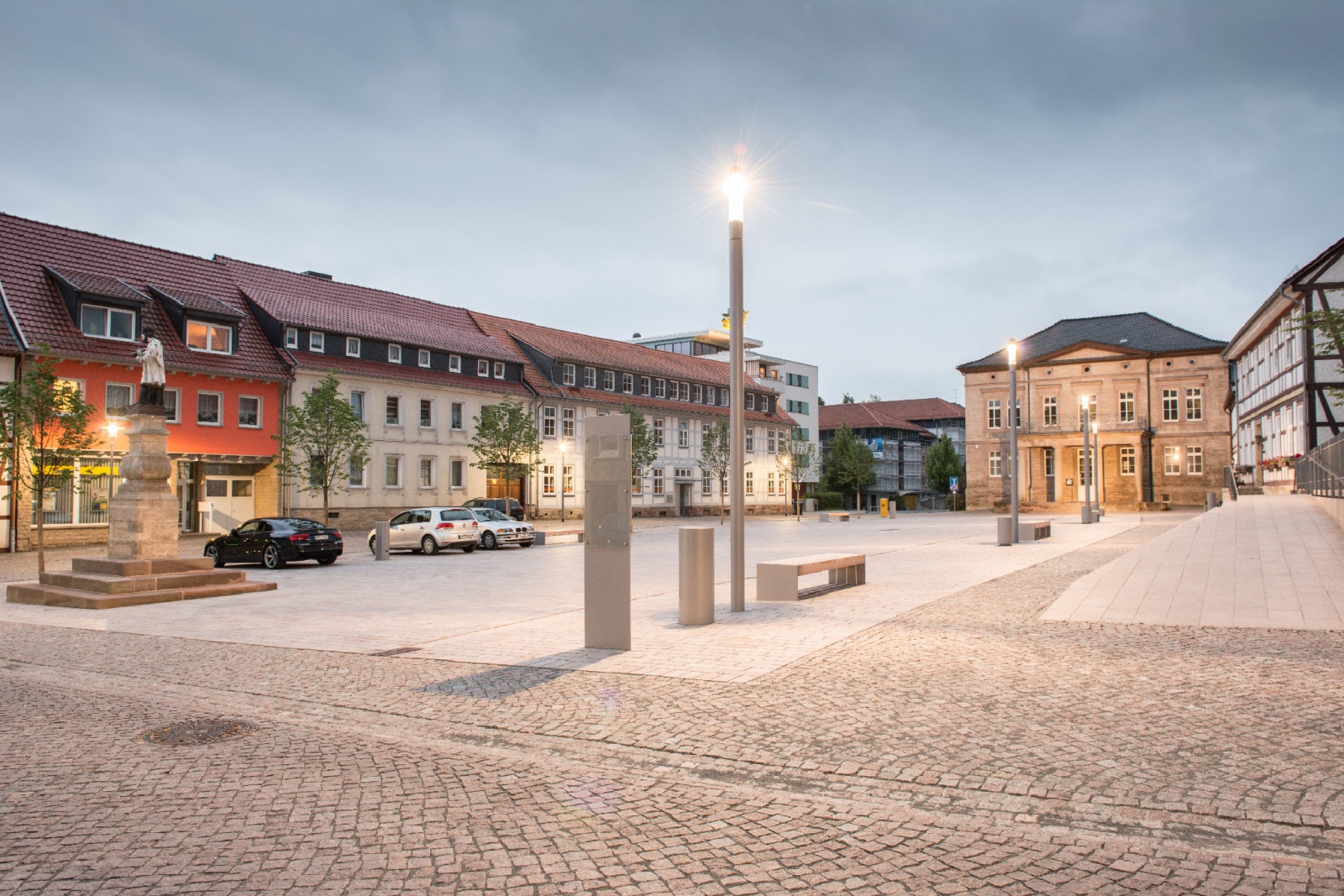 Friedensplatz und Rossmarkt Worbis, Friedensplatz mit Denkmal St. Nepomuk, Bild: Thomas Langreder