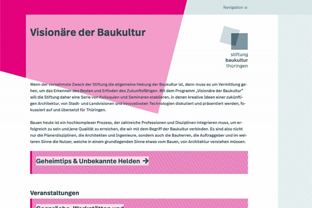 Visionäre der Baukultur, Projektseite, Bild: Stiftung Baukultur Thüringen